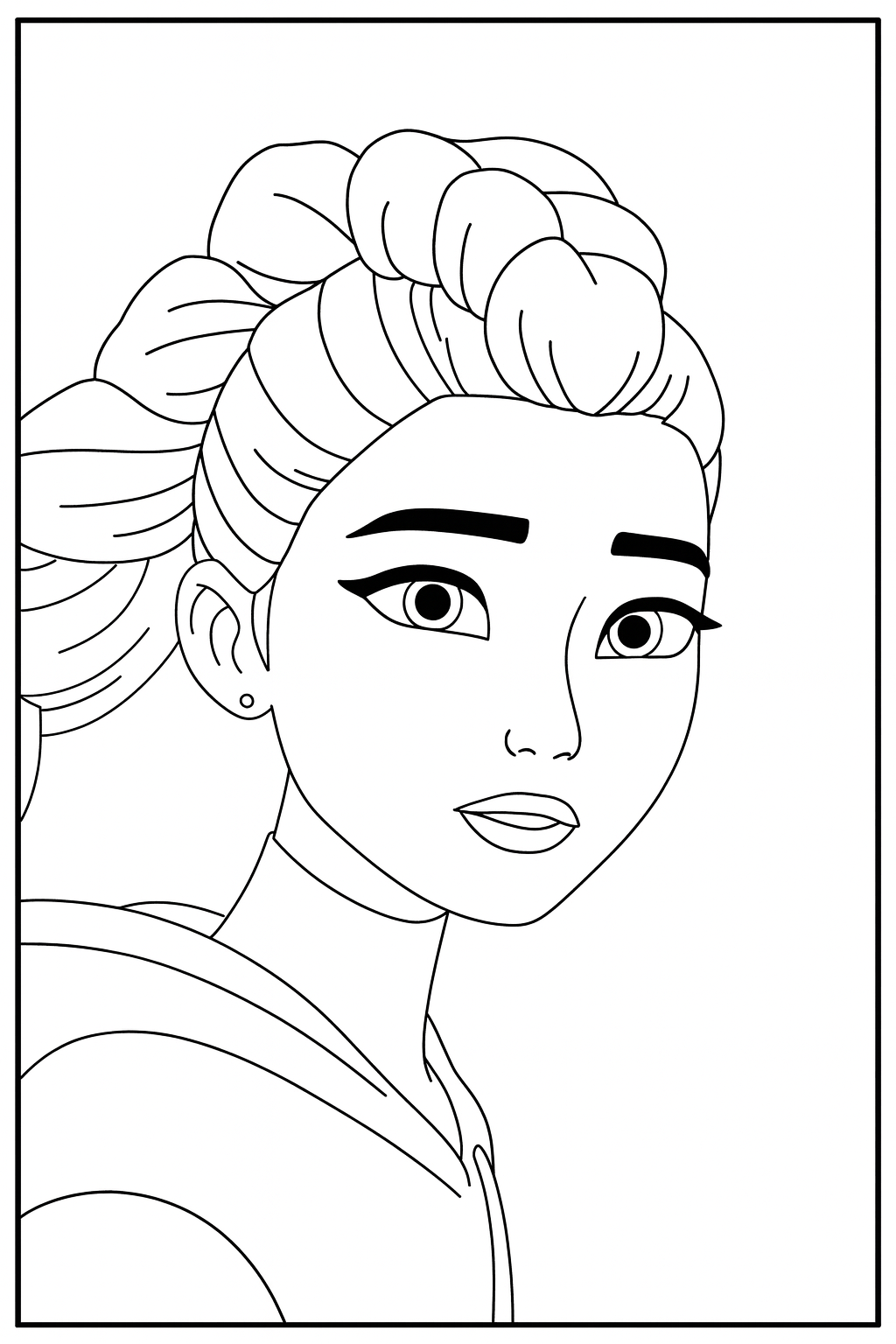 Rumi Close-up Portrait - Free printable KPop Demon Hunters coloring page