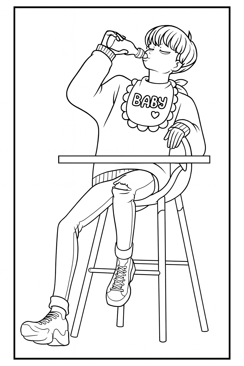 Baby Saja Spicy Challenge Winner - Free printable KPop Demon Hunters coloring page