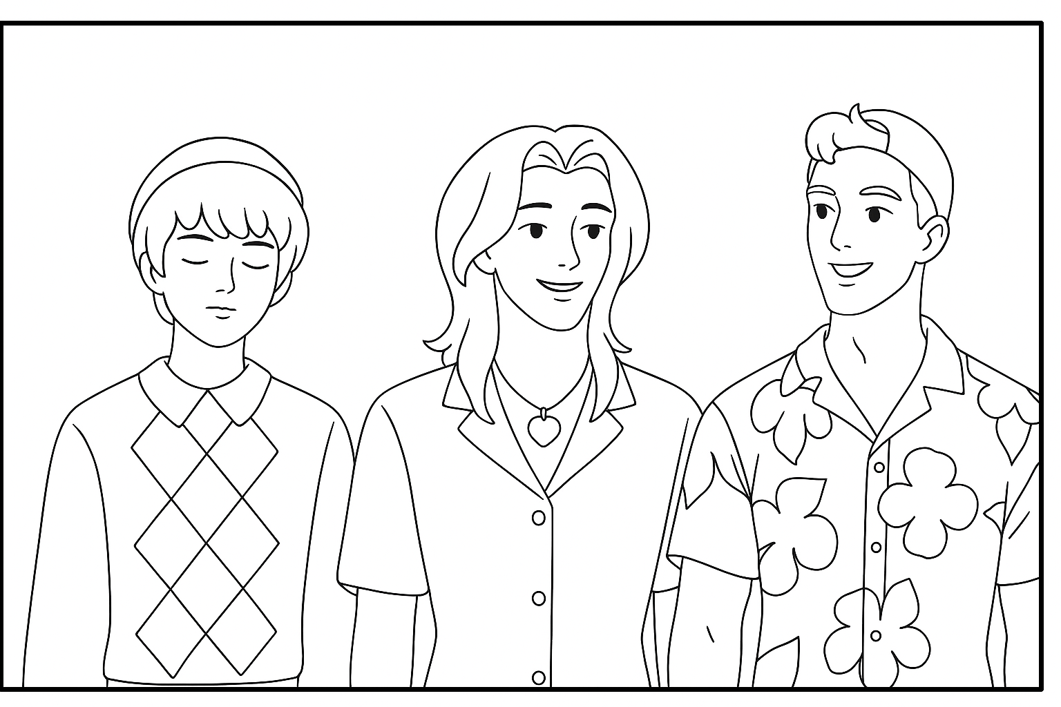 Baby Saja with Romance and Abby - Free printable KPop Demon Hunters coloring page