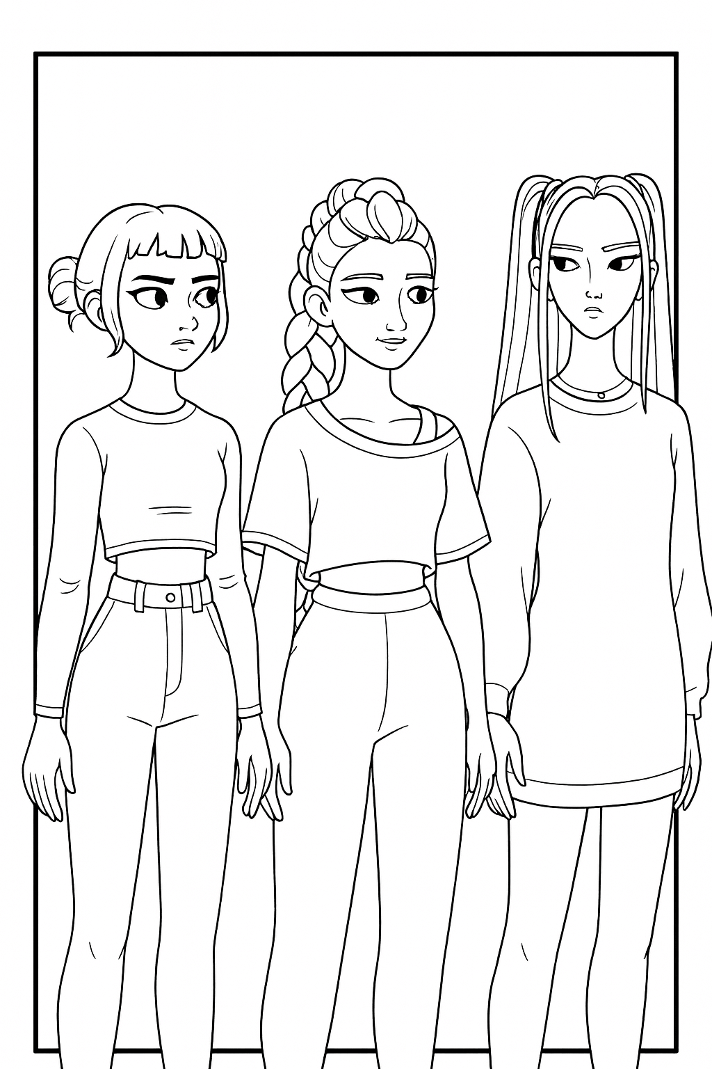 Huntrix's Lecture from Mentor Celine - Free printable KPop Demon Hunters coloring page