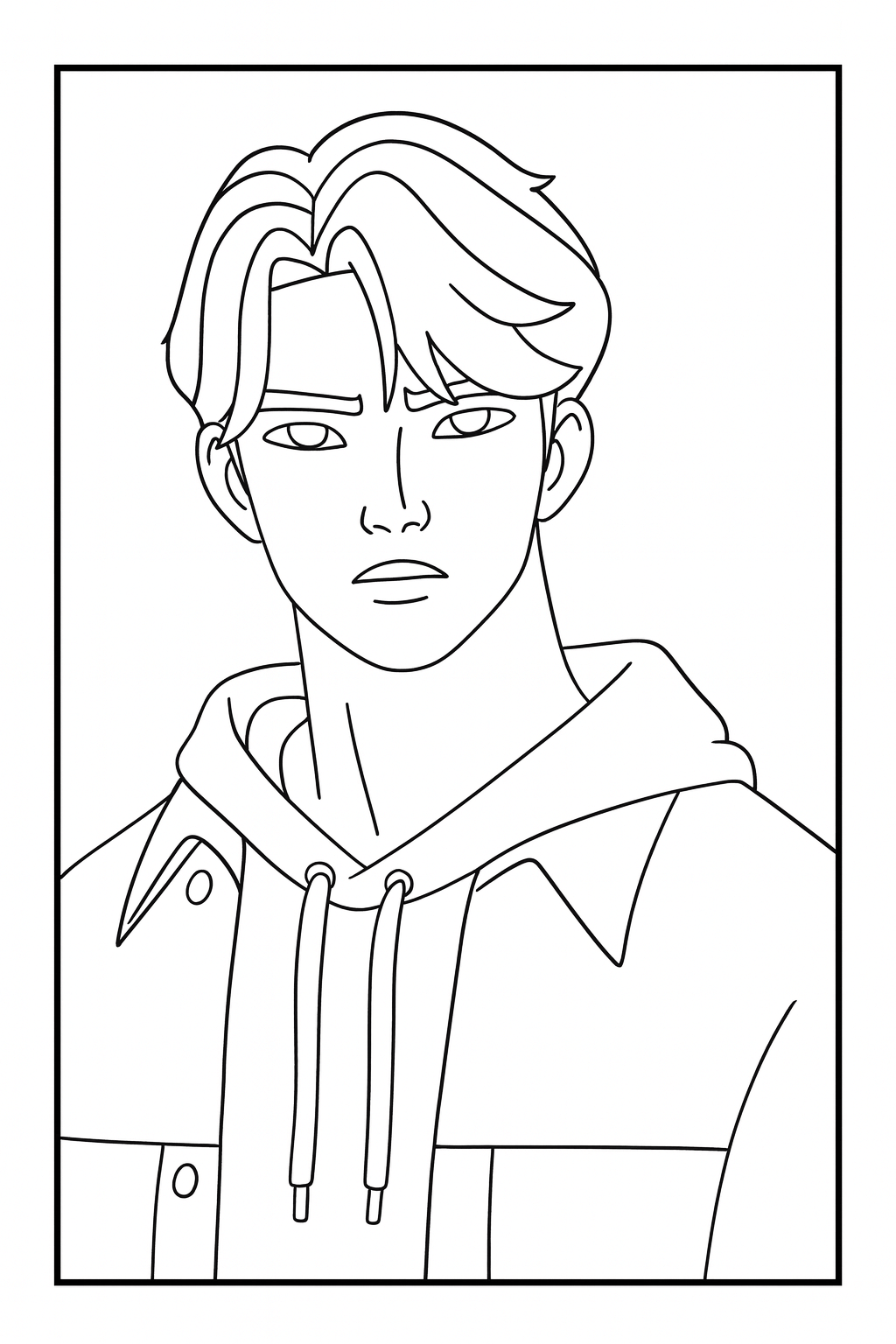 Jinu calm and serious expression - Free printable KPop Demon Hunters coloring page