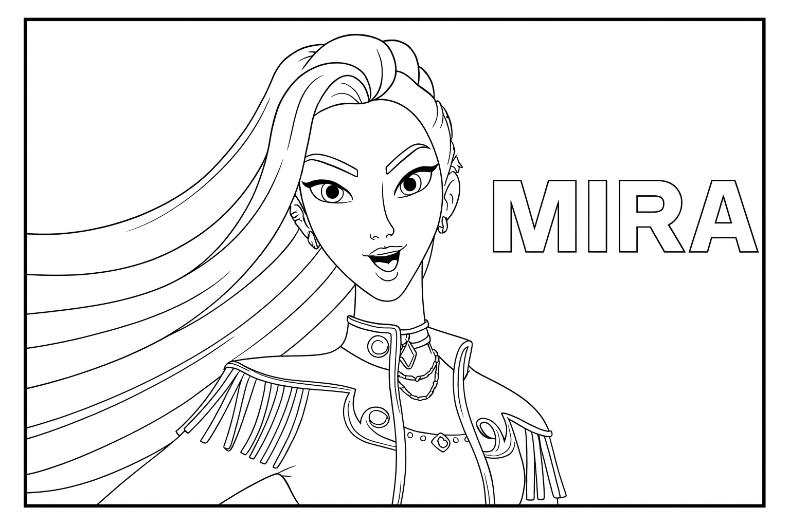 Mira Name Logo Poster - Free printable KPop Demon Hunters coloring page