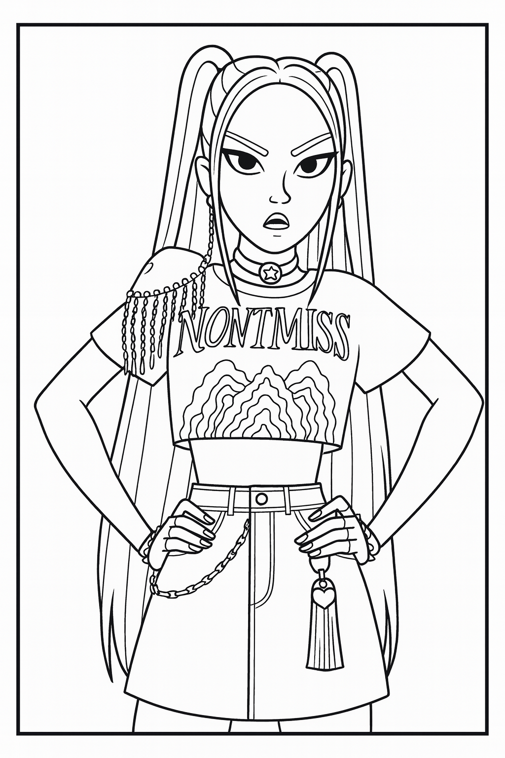 Mira Fierce Stance - Free printable KPop Demon Hunters coloring page