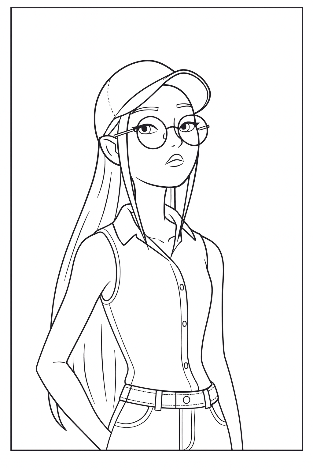 Mira Casual Glasses Look - Free printable KPop Demon Hunters coloring page