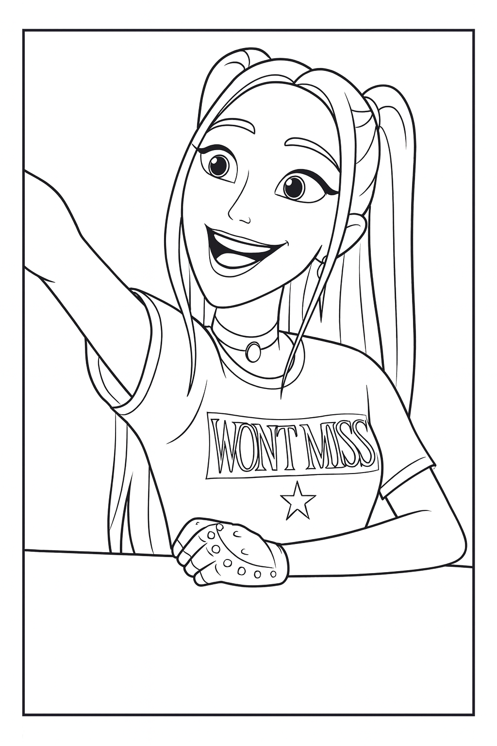 Mira Selfie Wave - Free printable KPop Demon Hunters coloring page