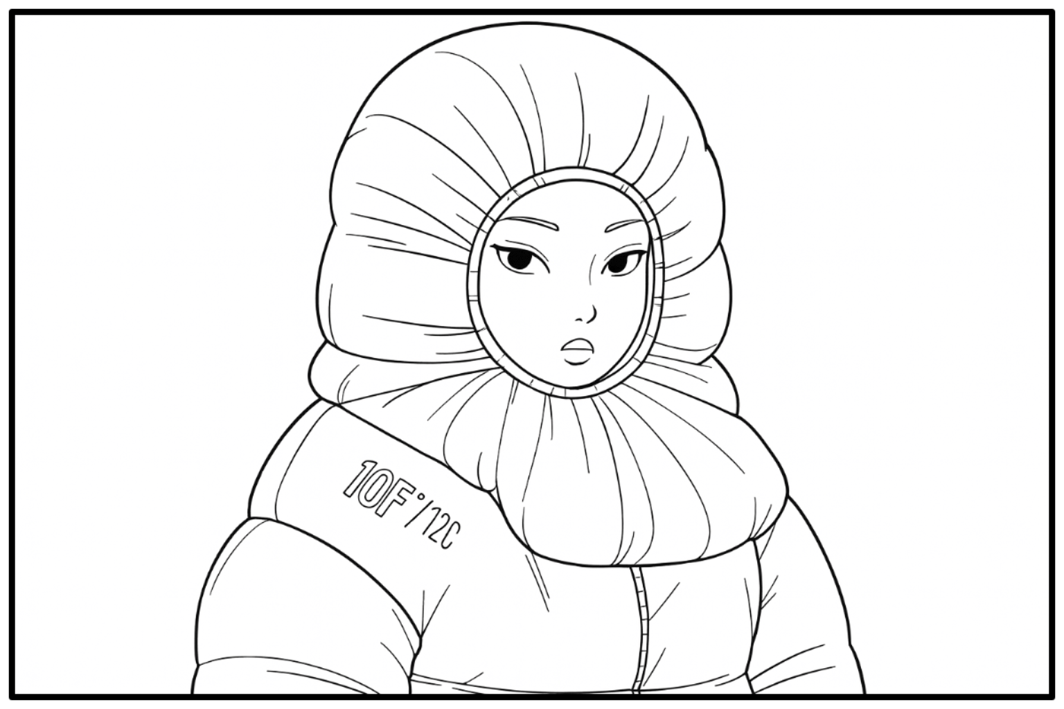 Mira Wearing a Sleeping Bag - Free printable KPop Demon Hunters coloring page