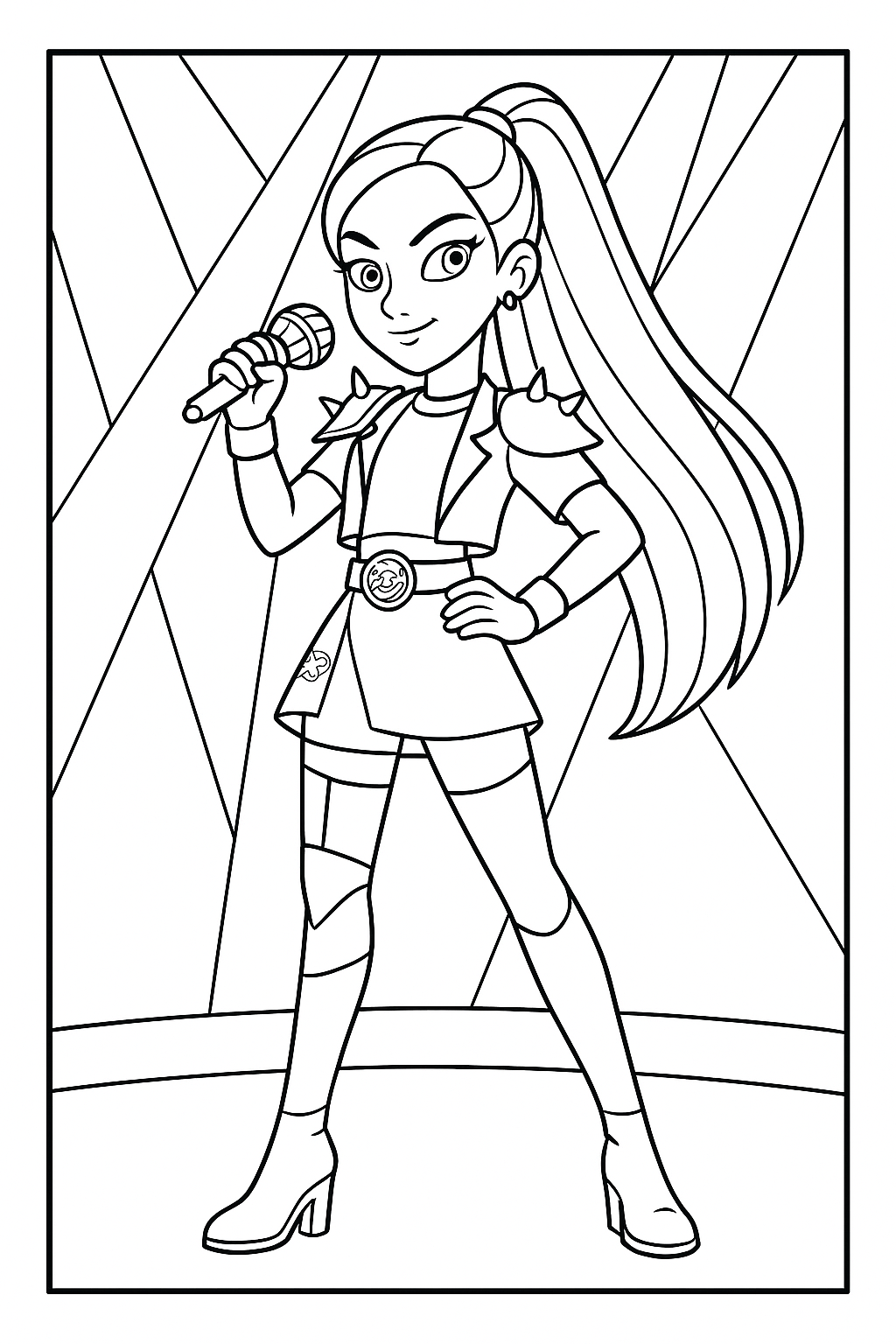 Mira Singing on Stage - Free printable KPop Demon Hunters coloring page