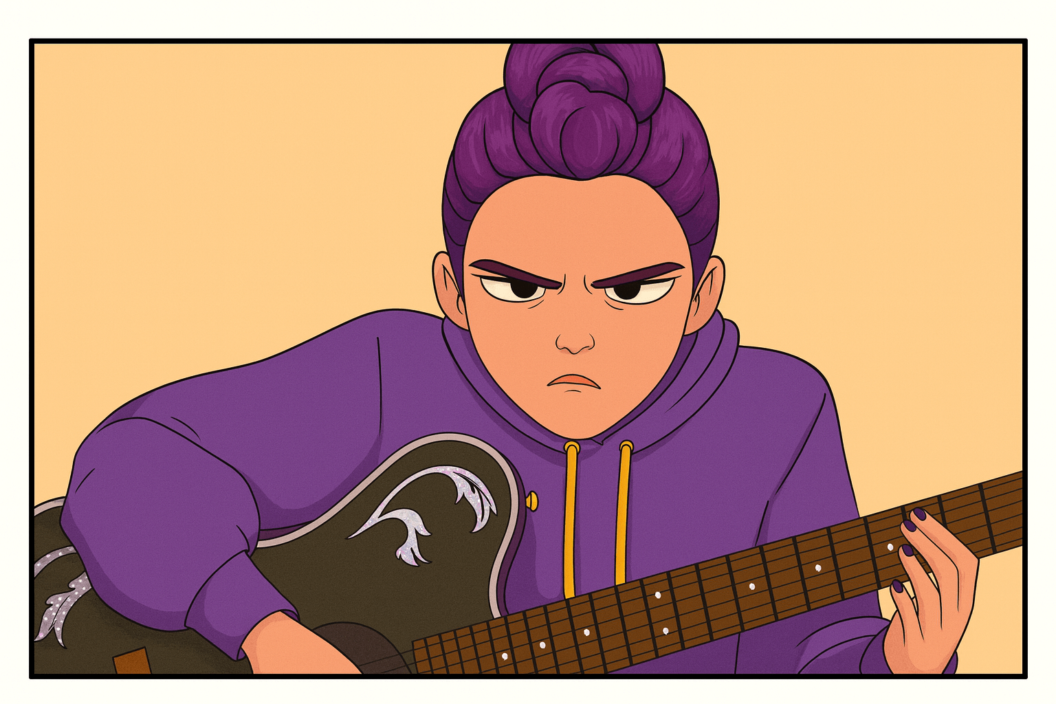 Rumi Playing Guitar colored inspiration 1