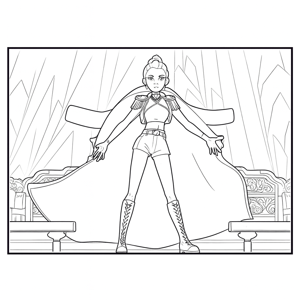 Rumi Epic Stage Scene - Free printable KPop Demon Hunters coloring page