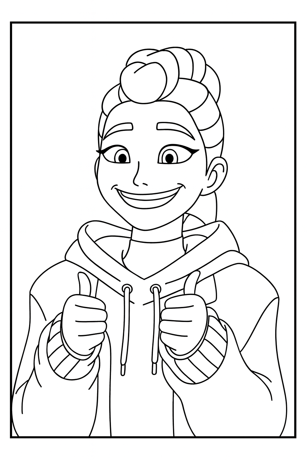 Rumi Giving Thumbs Up - Free printable KPop Demon Hunters coloring page