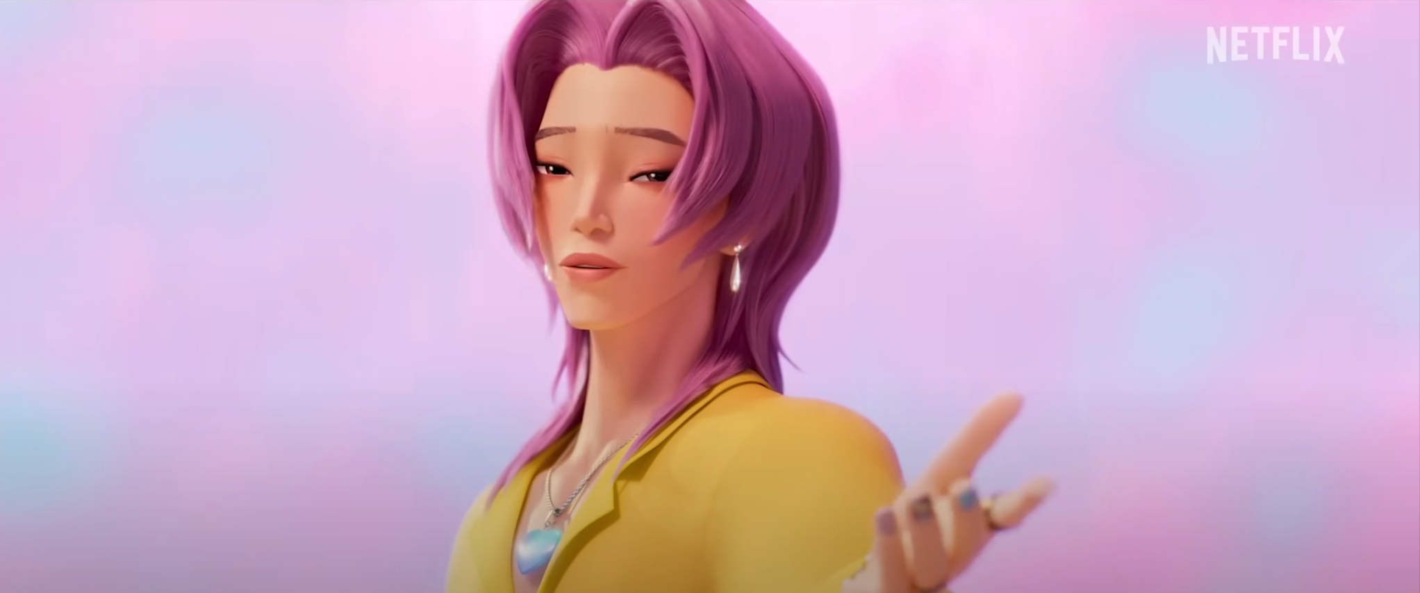 Close-up showing Romance's mesmerizing pink eyes and charming expression