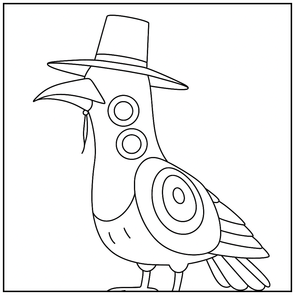 Sussie Bird 4 eyes Coloring Page - Free printable KPop Demon Hunters coloring page