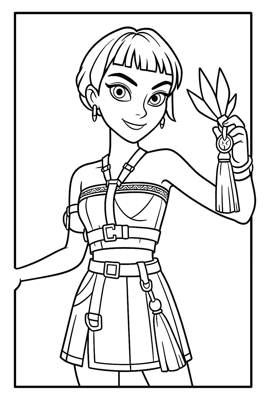 Zoey with Ninja Stars - Free printable KPop Demon Hunters coloring page