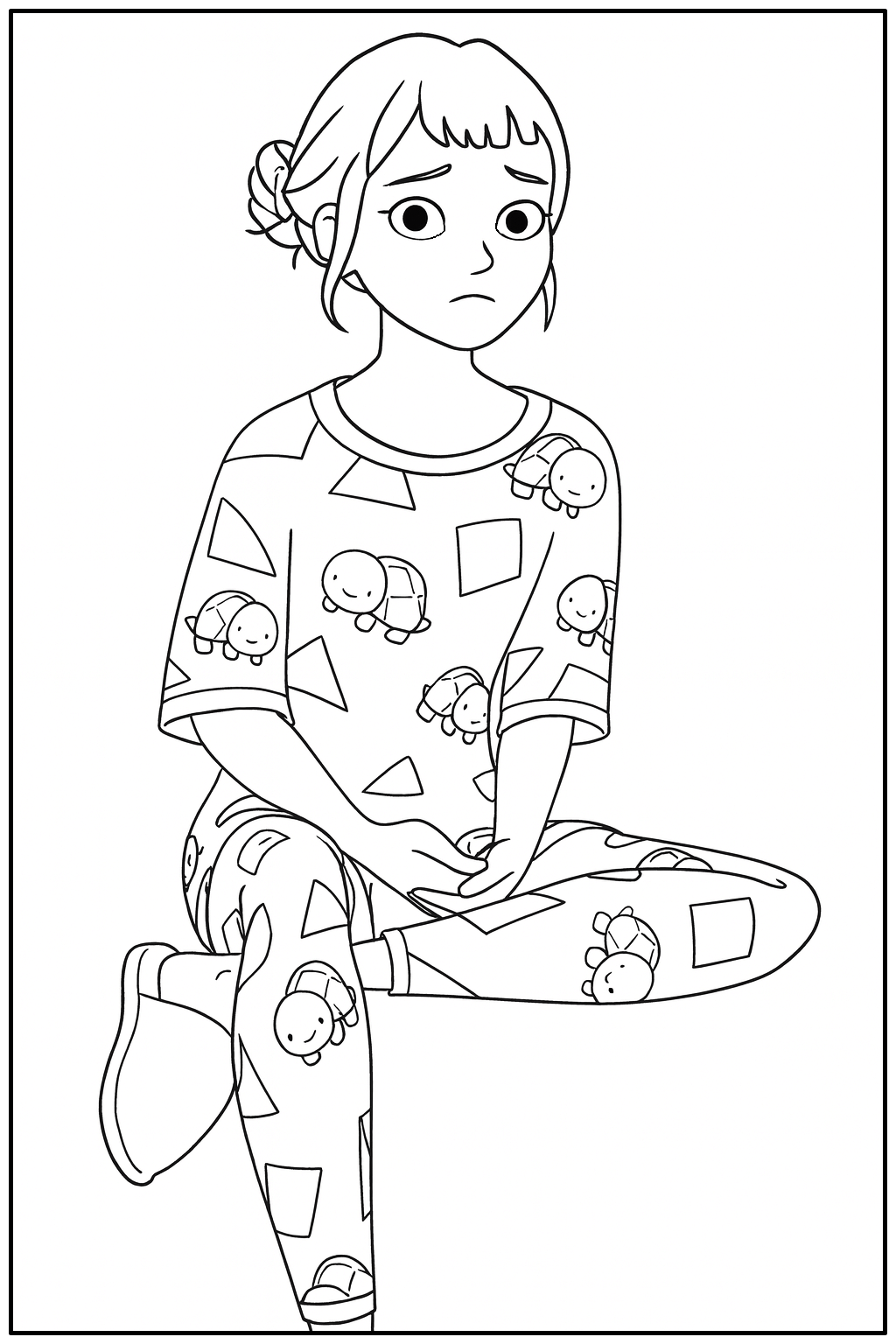Zoey in Pajamas Coloring Sheet - Free printable KPop Demon Hunters coloring page