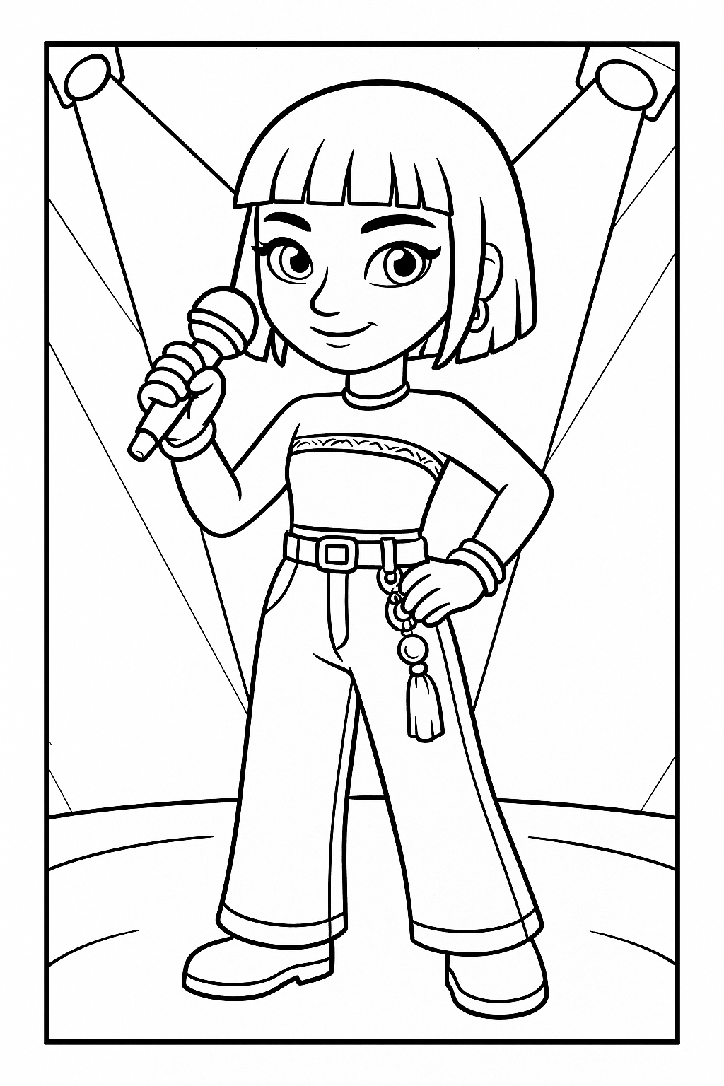 Zoey Concert Microphone - Free printable KPop Demon Hunters coloring page
