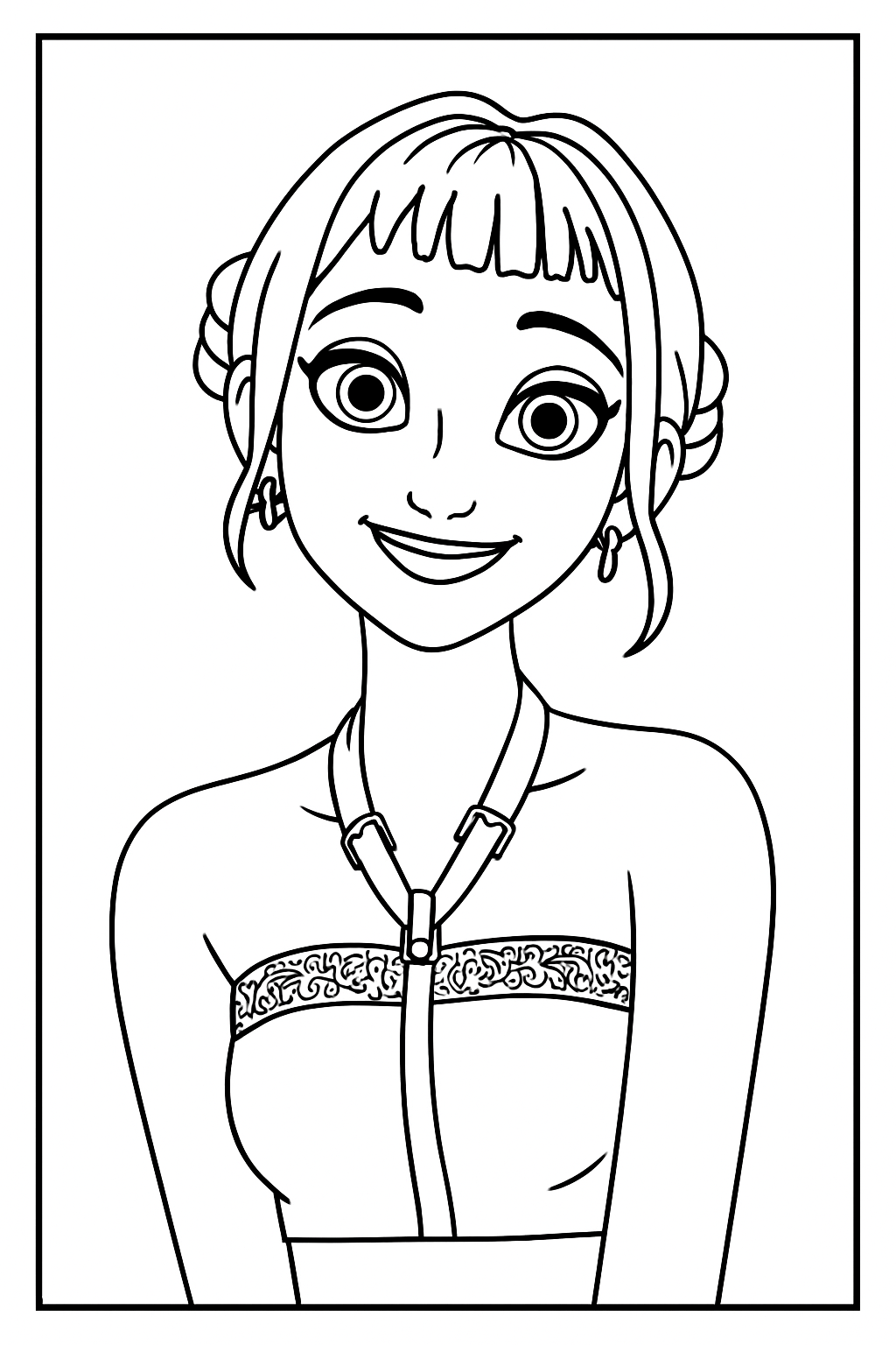 Smiling Zoey Portrait - Free printable KPop Demon Hunters coloring page