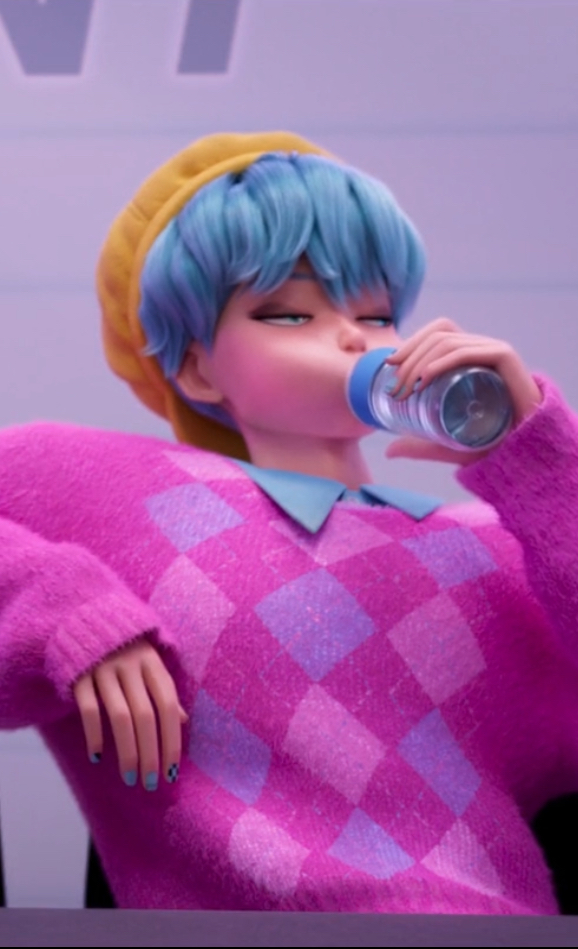 Baby Saja, the youngest member and main rapper of the Saja Boys, in his idol persona.